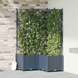 VidaXL Jardiniere de grădină cu spalier, 3 buc., gri, 80x40x143 cm