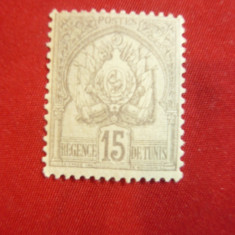 Timbru 15C lila-gri 1901 Tunisia colonie franceza ,1val.sarniera