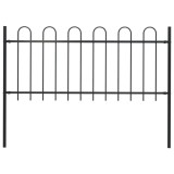 vidaXL Gard de grădină cu v&acirc;rf curbat, negru, 1,7 m, oțel