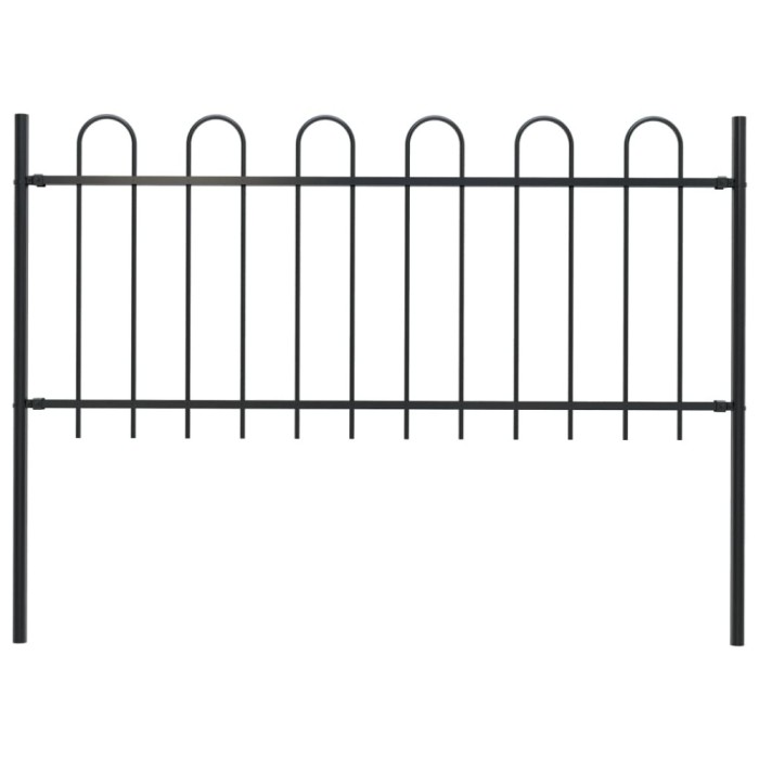 vidaXL Gard de grădină cu v&acirc;rf curbat, negru, 1,7 m, oțel