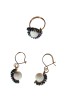 Set inel si cercei cu agata alba si sateliti de Hematite multicolore, fir gilt, 46 - 56, RavariuArt