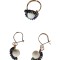 Set inel si cercei cu agata alba si sateliti de Hematite multicolore, fir gilt