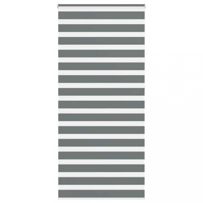Jaluzea tip zebra gri &icirc;nchis lățime țesătură 90,9 cm poliester