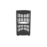 Etajera din plastic pentru baie, pe colt, 3 polite, negru, Y266, 22 x 22 x 57 cm