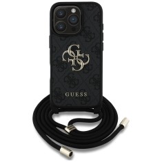 Husa originala Guess iPhone 16 Pro Hardcase 4G Big Logo with Cord Strap, negru, GUHCP16LP4GMGCRK foto