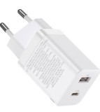 INCARCATOR retea Baseus Super Si Pro, Quick Charge 30W, 1 x USB 5V/3A, 1 x USB Type-C 5V/3A, alb &quot;CCSUPP-E02&quot; (timbru verde 0.18 lei) - 6953156206359