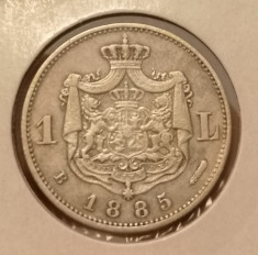 Moneda Romania 1 leu 1885 Argint, Piesa rara de colectie! foto