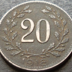 Moneda istorica 20 HELLER - AUSTRO-UNGARIA / AUSTRIA, anul 1918 * cod 3140