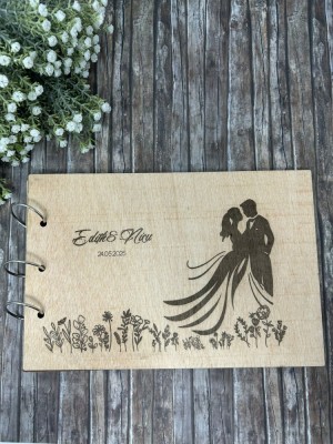 Guestbook personalizat,din lemn,gravat la laser cu textul EdithNicu foto