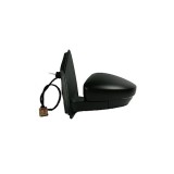 Oglinda usa exterioara VW Polo, 2009-2010, partea Stanga, ajustarea prin cablu; carcasa neagra; sticla asferica; geam cromat; cu Lucas, Aftermarket