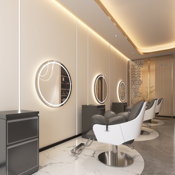 Consola de coafură consola de frizerie consola de cosmetică oglindă LED cu ramă de aluminiu 70x70 STD