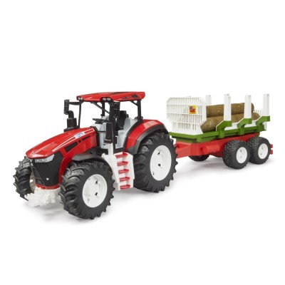 Bruder Tractor Roadmax cu remorca forestiera si 3 busteni foto
