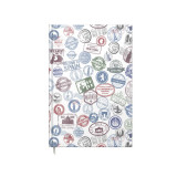 Agenda A5 Nedatata Artpress, Travel Stamps, 100 File, Coperta Buretata Lucioasa, Multicolor, 80 g/m&sup2;