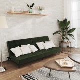 VidaXL Canapea extensibilă cu 2 locuri, verde &icirc;nchis, catifea