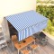 Copertină retractabilă manual cu stor, albastru &amp; alb, 4x3 m