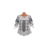 Cumpara ieftin Ie Traditionala Alba cu Motiv Geometric Negru- IML13