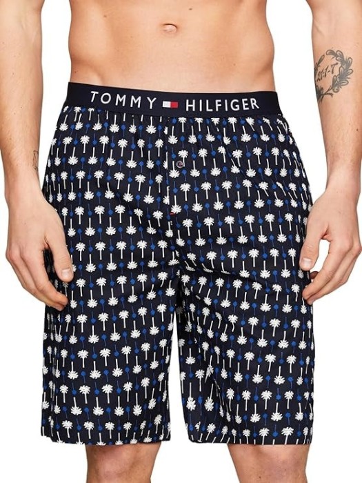 Pantaloni scurti de pijama pentru barbati Tommy Hilfiger UM0UM01765, mini-palmieri, L - OUTLET