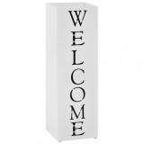 VidaXL Suport pentru umbrelă Welcome, oțel, alb
