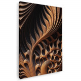 Tablou canvas sculptura lemn detaliu, maro, negru 1083 Tablou canvas pe panza CU RAMA 80x120 cm