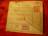 Chitanta de colet postal expediat Austria (Linz)- Zagreb ,francat cu 1kor.1918