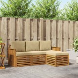 vidaXL Seturi de canapele 4 pcs Natural și Bej Lemn Solid de Acacia 3374608