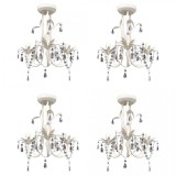 Cumpara ieftin Candelabre suspendate de plafon cu cristale 4 buc. alb elegant, vidaXL