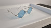 Ochelari de soare Retro Vintage - Rama argintie Lentile Albastre, Rectangulara, Unisex, Protectie UV 100%