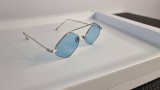 Ochelari de soare Retro Vintage - Rama argintie Lentile Albastre