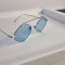 Ochelari de soare Retro Vintage - Rama argintie Lentile Albastre
