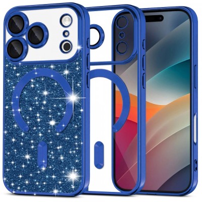 Husa MagSafe pentru Apple iPhone 17 Pro, Techsuit, Luxury Glitter, Albastra foto