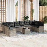 Cumpara ieftin Set de canapele pentru grădină cu pernă 11 pcs Gri Rattan poli