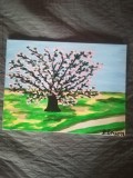 TABLOU PE PANZA CU SASIU NOU 30X40 CM COPAC CU FLORI PRET DOAR 20 LEI