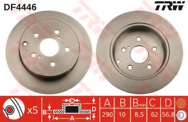 Disc frana TOYOTA COROLLA Verso (ZER, ZZE12, R1) (2004 - 2009) TRW DF4446