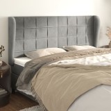 Cumpara ieftin Tăblie de pat cu aripioare gri deschis 163x23x118/128cm catifea