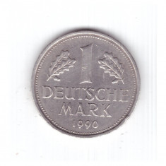 Moneda Germania 1 mark/marca 1990 F, stare foarte buna, curata