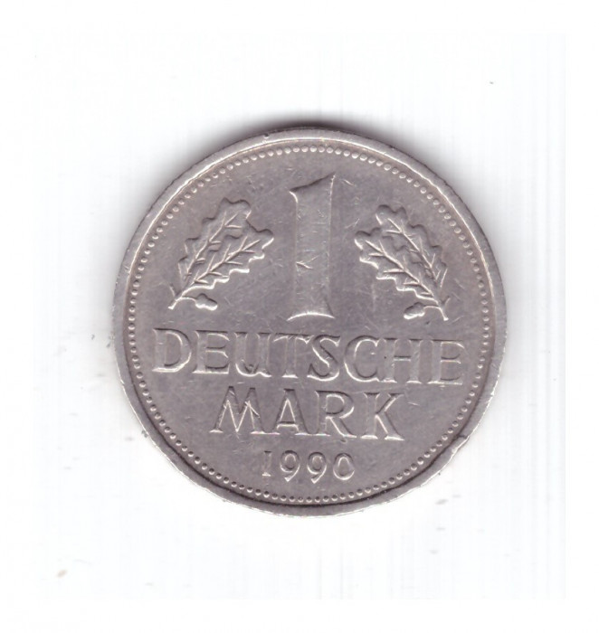 Moneda Germania 1 mark/marca 1990 F, stare foarte buna, curata