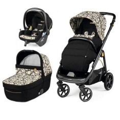 Carucior 3 in 1 Peg Perego Veloce, Lounge, 0 - 22 kg, Graphic Gold, Negru Bej