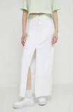 Cumpara ieftin Tommy Jeans fustă din denim culoarea alb, maxi, drept, DW0DW17991