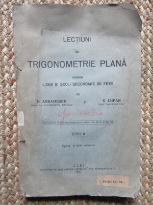 N.ABRAMESCU-LECTIUNI DE TRIGONOMETRIE PLANA foto