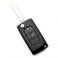 Citroen / Peugeot 307 – Carcasa tip cheie briceag cu 3 butoane, lama VA2-SH3 cu suport baterie
