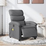 vidaXL Fotoliu electric de masaj rabatabil, gri &icirc;nchis, textil