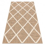 SPARK 0708A covor bej / cremă - leasă, caro, sisal, structural, 80x150 cm