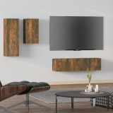VidaXL Set dulapuri TV, 4 piese, stejar fumuriu, lemn prelucrat