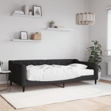 VidaXL Pat de zi cu saltea, negru, 100x200 cm, textil 3197415