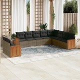 Gossi set mobilier de gradina cu perne, 10 piese, gri, poliratan