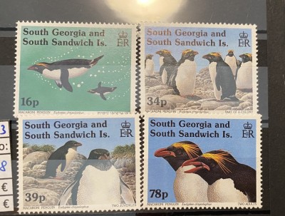 PC478 - Georgia de Sud &amp;amp; Sandwich 1993 Fauna Antarctica/ Pinguini, serie MNH, 4v foto