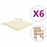 Perne scaun de grădină, 6 buc., crem, 50x50x3 cm, textil, vidaXL