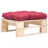 vidaXL Taburet de grădină din paleți cu pernă roșie, natural, lemn 277475