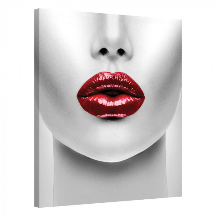 Tablou Canvas, Tablofy, Red Lips &middot; Portrait, Printat Digital, 70 &times; 100 cm