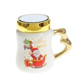 Cana ceramica cu Mos Craciun, capac si toarta aurie
